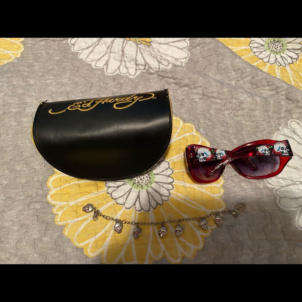 Ed Hardy Glasses, Glasses Case, Bracelet